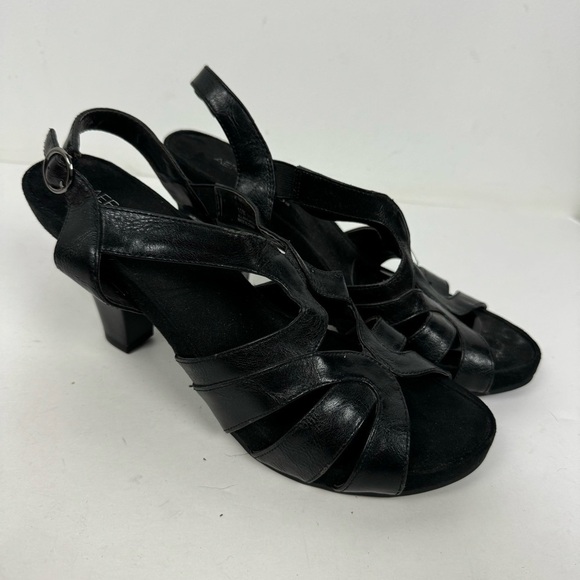 Aerosoles Black Open Peep Toe Heels Goth Minimalist - Picture 1 of 9